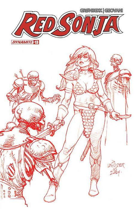 RED SONJA 2023 #13 CVR Q FOC 10 COPY LINSNER FIERY RED LINE ART