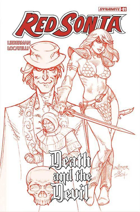RED SONJA DEATH AND THE DEVIL #1 CVR V FOC 7 COPY INCV LINSNER RED LINE ART