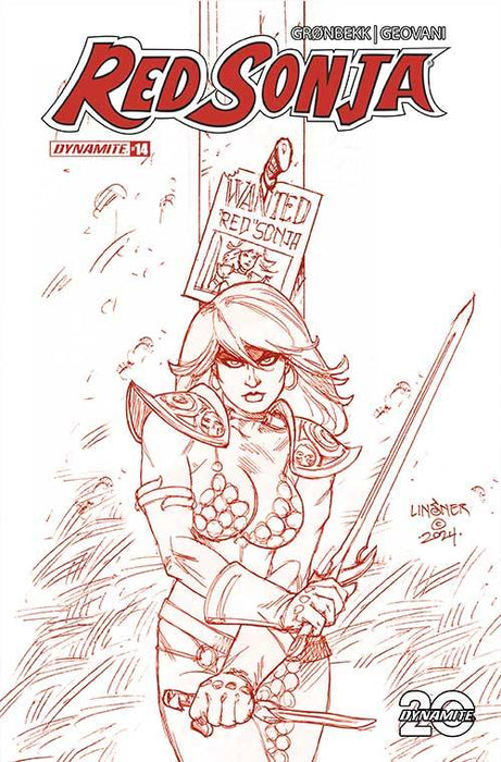 RED SONJA 2023 #14 CVR Q 10 COPY FOC INCV LINSNER FIERY RED LINE ART