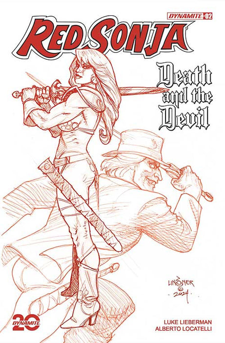 RED SONJA DEATH AND THE DEVIL #2 CVR L 7 COPY FOC LINSNER RED LINE ART