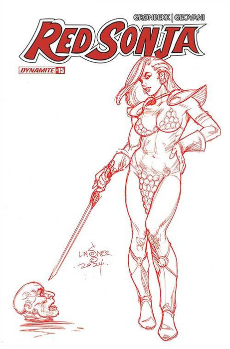 RED SONJA 2023 #15 CVR Q 10 COPY FOC INVV LINSNER FIERY RED LINE ART