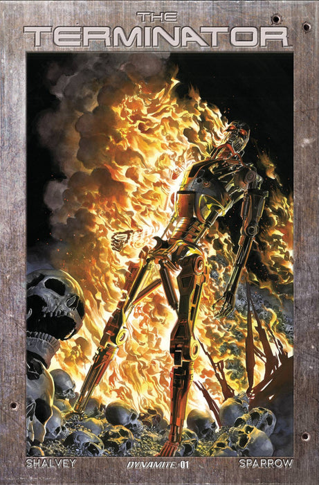 TERMINATOR #1 ROSS BURNING EARTH ICON METAL CVR DE EXC VAR