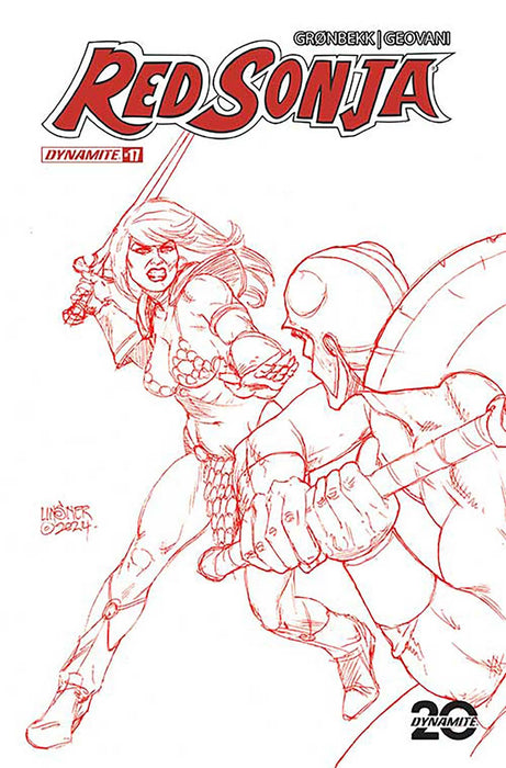 RED SONJA 2023 #18 CVR P 10 COPY FOC INCV LINSNER FIERY RED LINE ART