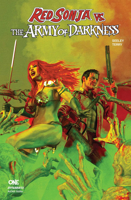 RED SONJA VS AOD #1 CVR V FOC 10 COPY INCV SPEARS GREEN BACKGROUND