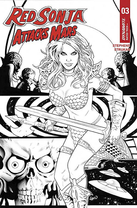 RED SONJA ATTACKS MARS #3 CVR J FOC 7 COPY INCV LAND LINE ART