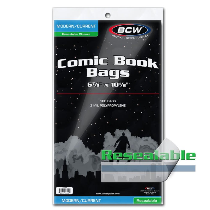 Comic Bags - Current Size Resealable (100 count pack)