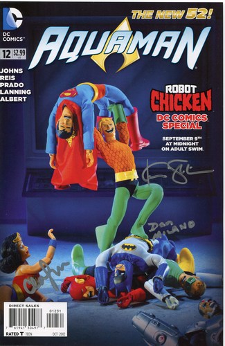 Aquaman (2011) #12 (Robot Chicken Variant) (Signed by Clare Grant, Dan Milano, Kevin Shinick)