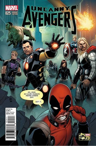 Uncanny Avengers (2012) #25 (1:25 Deadpool 75th Anniversary Variant)