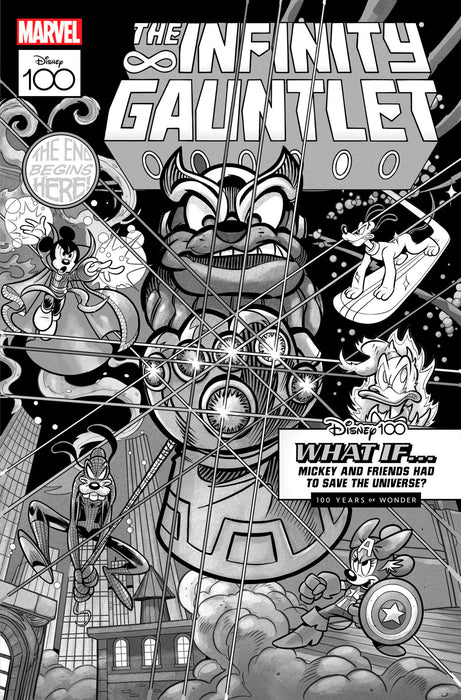AMAZING SPIDER-MAN #23 1:100 PASTROVICCHIO DISNEY100 INFINITY GAUNTLET BLACK AND WHITE VARIANT