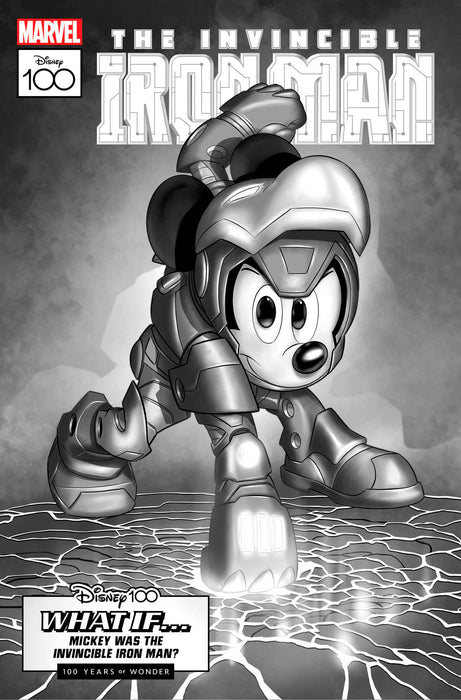 AMAZING SPIDER-MAN #27 1:100 CLAUDIO SCIARRONE DISNEY100 INVINCIBLE IRON MAN BLACK AND WHITE VARIANT
