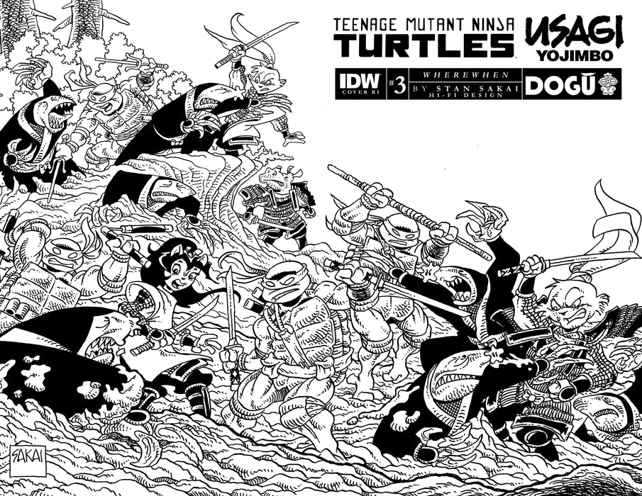 Teenage Mutant Ninja Turtles/Usagi Yojimbo: WhereWhen #3 Variant RI (1:25) (Sakai B&W)