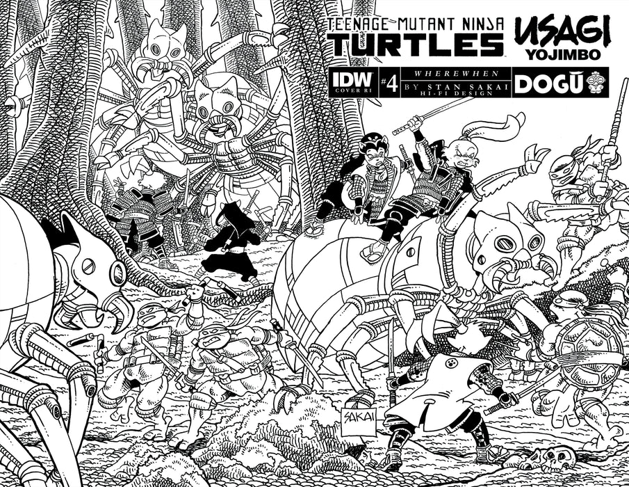 Teenage Mutant Ninja Turtles/Usagi Yojimbo: WhereWhen #4 Variant RI (1:25) (Sakai B&W)