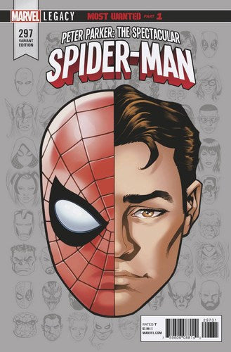 Peter Parker The Spectacular Spider-Man (2017) #297 (1:10 Legacy Headshot Variant Leg)