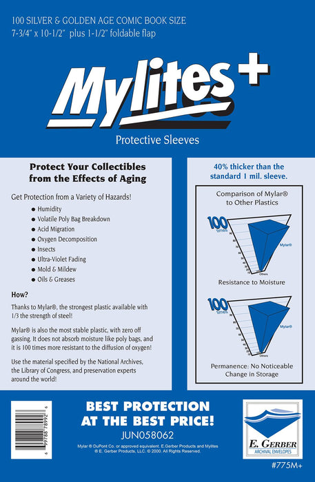Comic Bags + - MyLites - Silver/Gold (100 count pack)