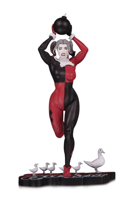 HARLEY QUINN RED WHITE & BLACK STATUE BY FRANK CHO