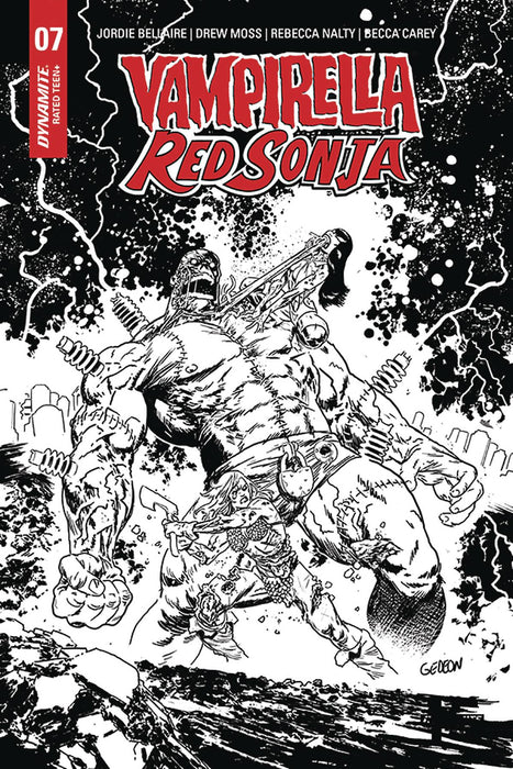 Red Sonja Vampirella (2019) #7 15 COPY GEDEON B&W ZOMBIE INCV