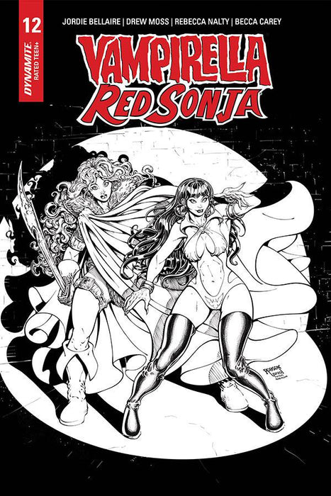 VAMPIRELLA RED SONJA #12 15 COPY ROBSON B&W HOMAGE INCV