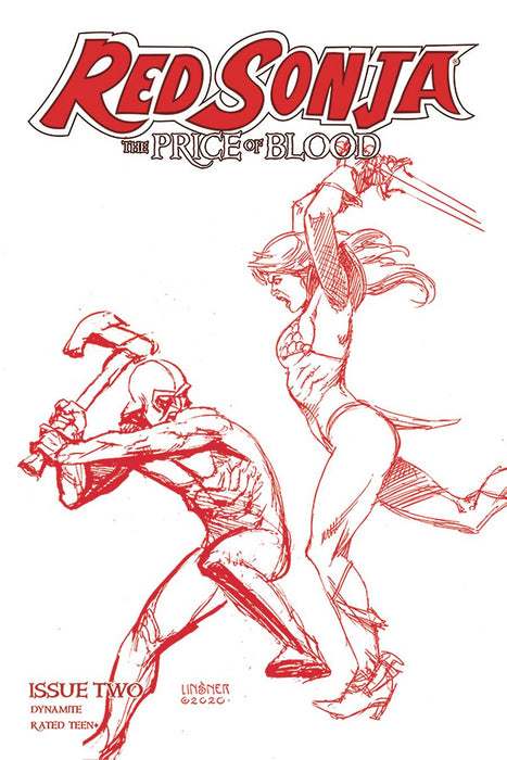 RED SONJA PRICE OF BLOOD #2 LINSNER CRIMSON RED LINE ART CVR