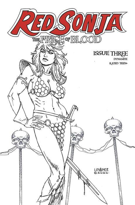 RED SONJA PRICE OF BLOOD #3 30 COPY LINSNER B&W INCV