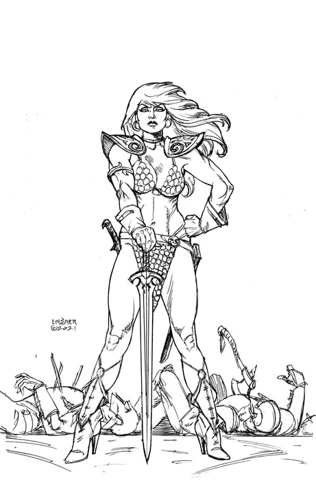 INVINCIBLE RED SONJA #1 50 COPY LINSNER LINE ART VIRGIN INCV