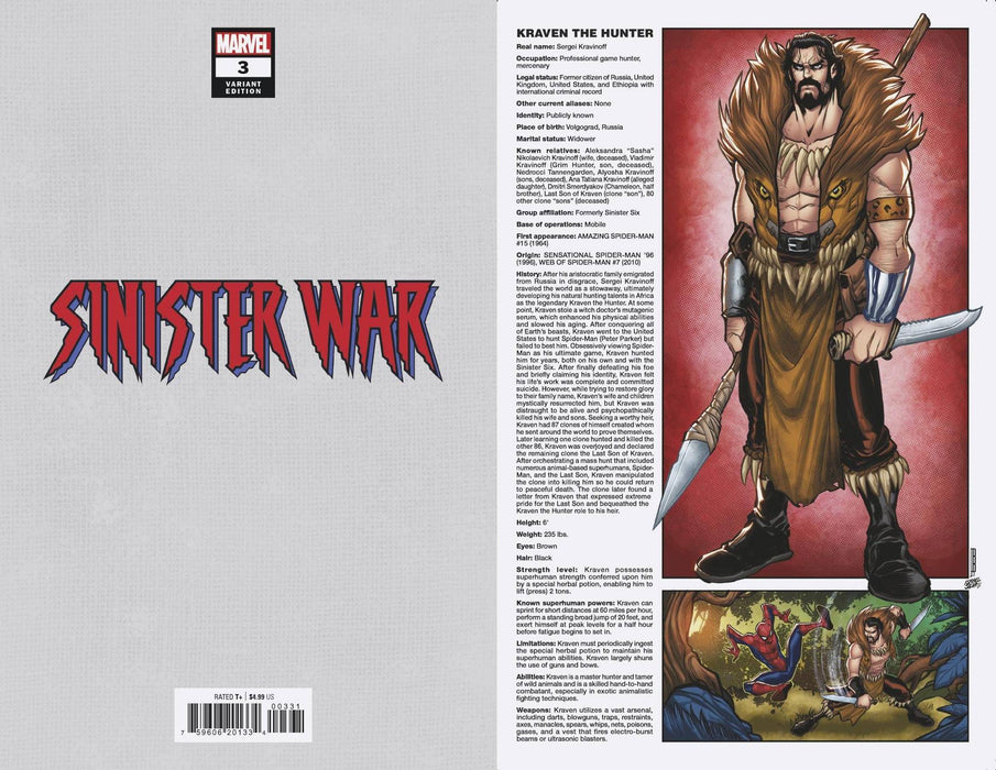 SINISTER WAR #3 (OF 4) BALDEON HANDBOOK VAR