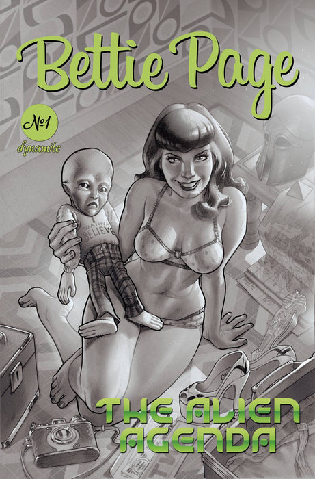 BETTIE PAGE ALIEN AGENDA #1 CVR I 25 COPY INCV ROUX B&W