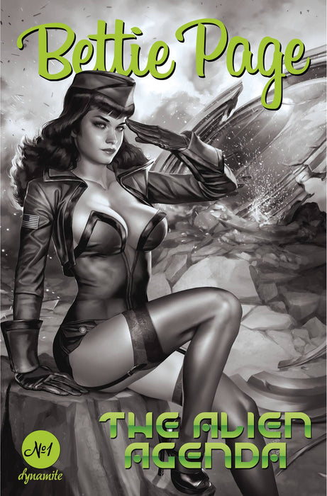 BETTIE PAGE ALIEN AGENDA #1 CVR J 30 COPY INCV BURNS B&W