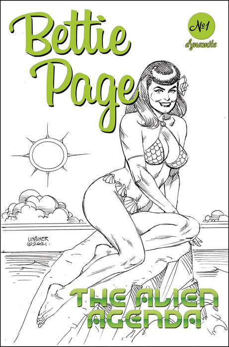 BETTIE PAGE ALIEN AGENDA #1 CVR K 40 COPY INCV LINSNER B&W