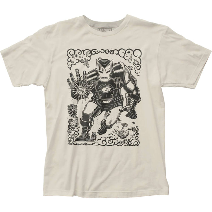 MARVEL IRON MAN WOODCUT T/S LG