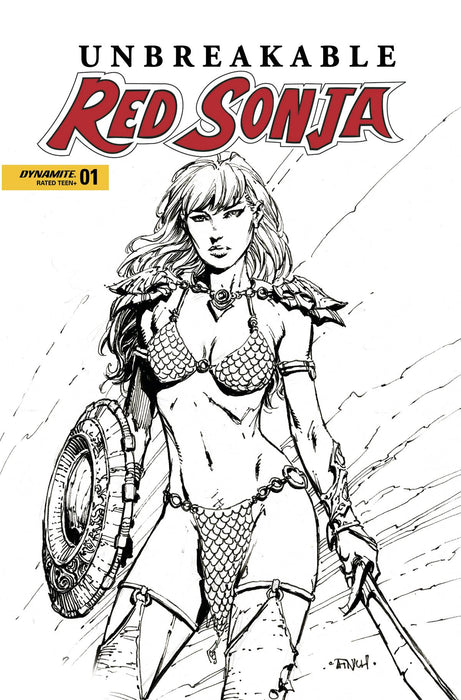 UNBREAKABLE RED SONJA #1 CVR D FINCH B&W