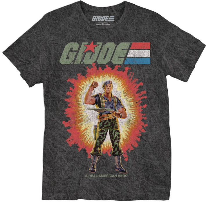 GI JOE REAL AMERICAN HERO BLK MINERAL WASH T/S SM