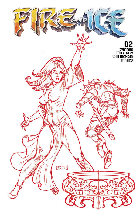 FIRE AND ICE #2 CVR I 25 COPY INCV LINSNER FIERY RED LINE ART
