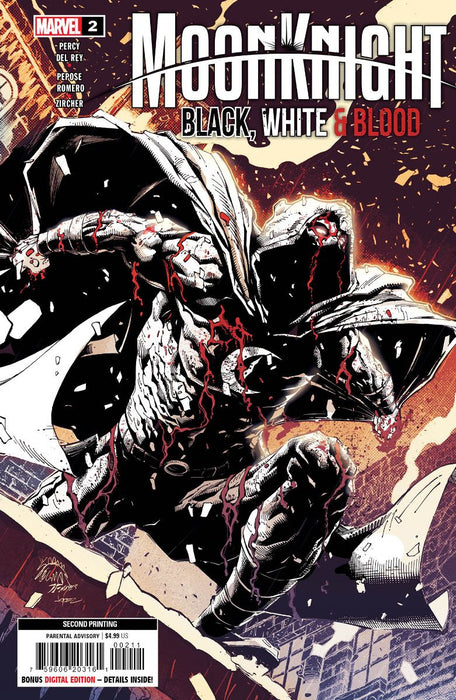 MOON KNIGHT: BLACK, WHITE & BLOOD #2 STEGMAN 2ND PRINTING VARIANT